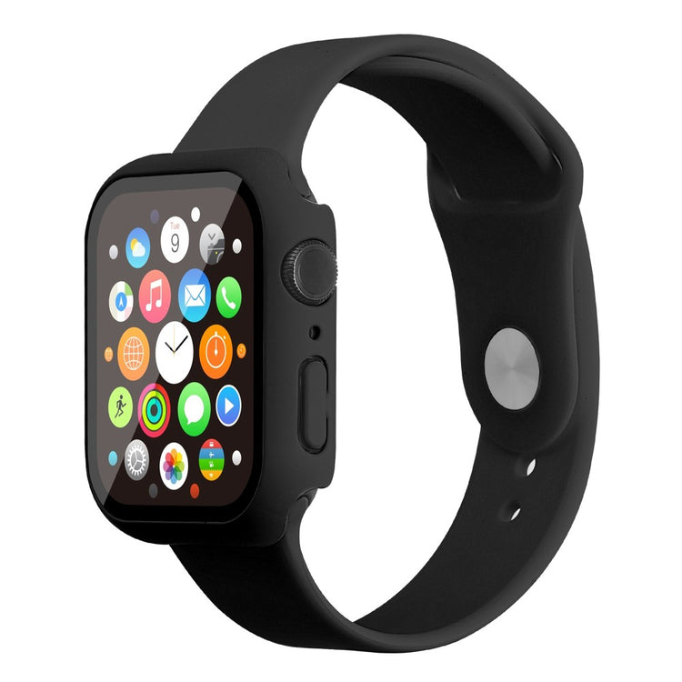 Apple Watch Series 7 45mm Silikone Rem med Cover og Hærdet Glas - Sort#serie_1