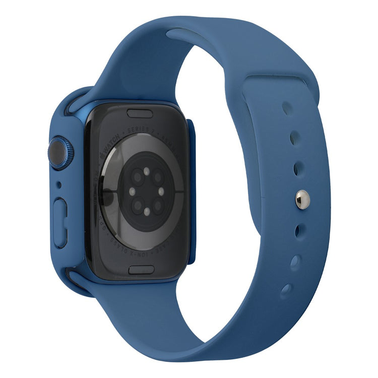 Apple Watch Series 7 45mm Silikone Rem med Cover og Hærdet Glas - Blå#serie_10