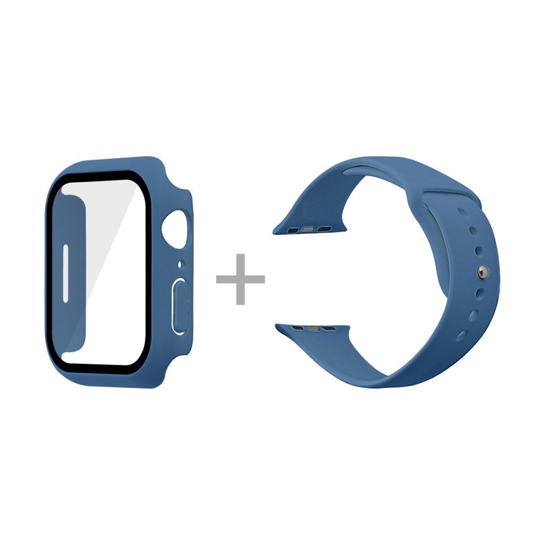 Apple Watch Series 7 45mm Silikone Rem med Cover og Hærdet Glas - Blå#serie_10