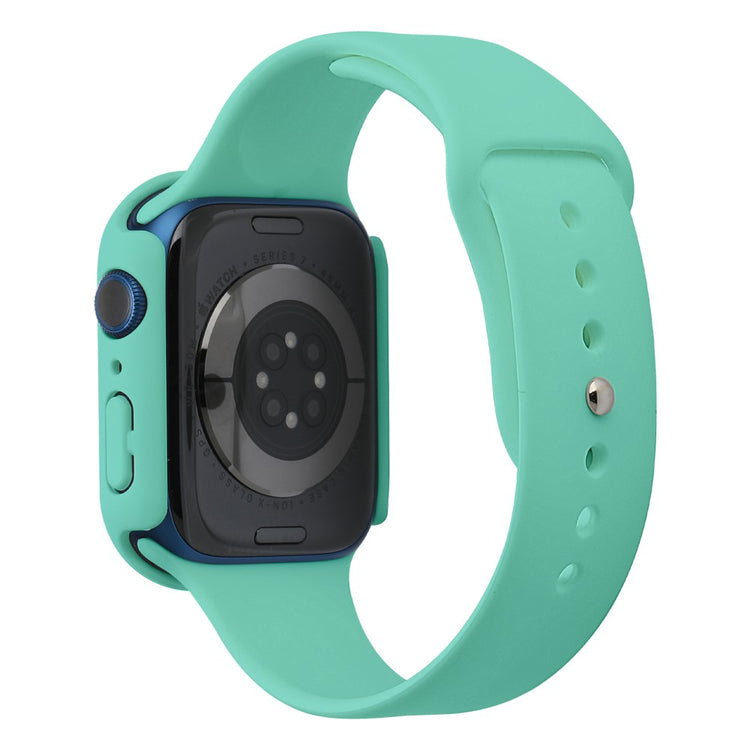 Apple Watch Series 7 45mm Silikone Rem med Cover og Hærdet Glas - Grøn#serie_11