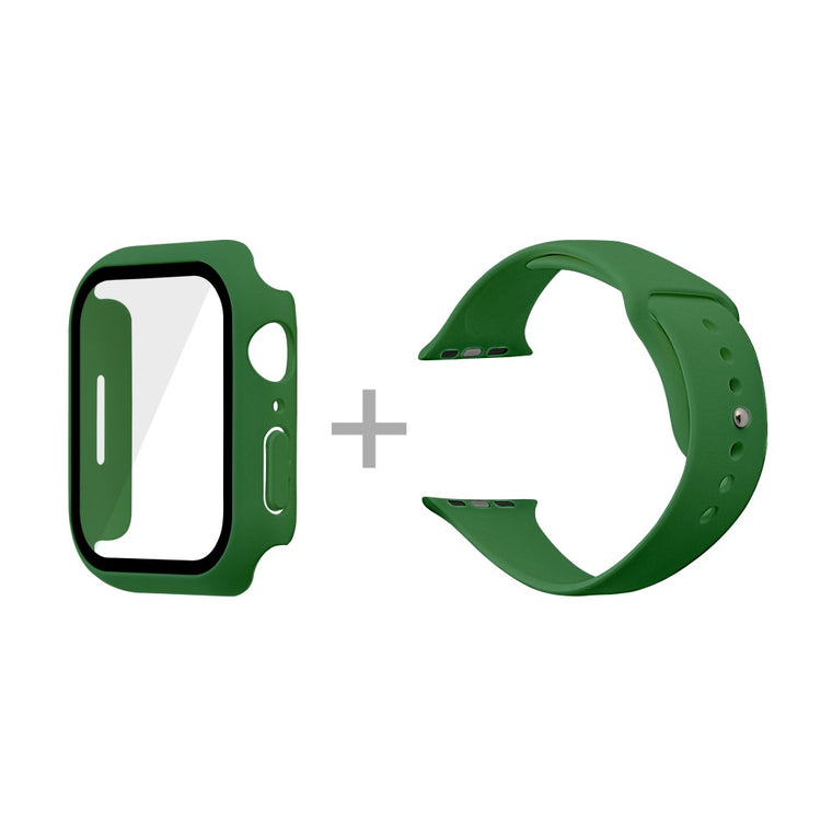 Apple Watch Series 7 45mm Silikone Rem med Cover og Hærdet Glas - Grøn#serie_15