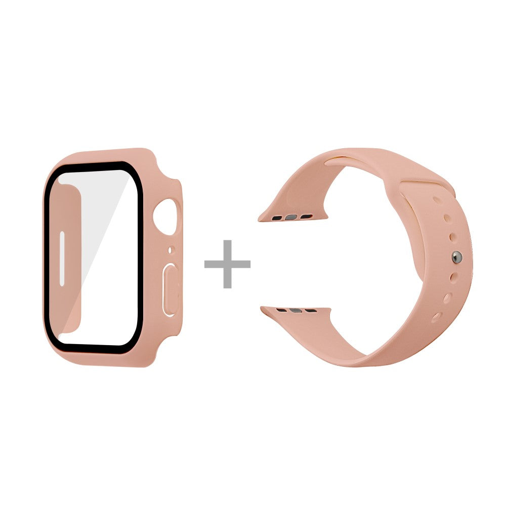 Apple Watch Series 7 45mm Silikone Rem med Cover og Hærdet Glas - Pink#serie_17