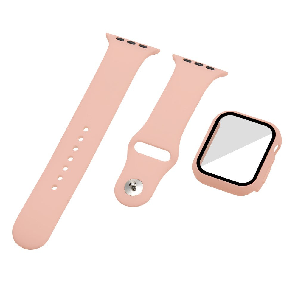 Apple Watch Series 7 45mm Silikone Rem med Cover og Hærdet Glas - Pink#serie_17