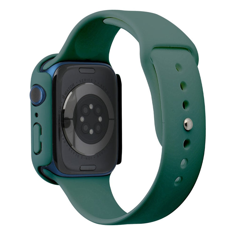 Apple Watch Series 7 45mm Silikone Rem med Cover og Hærdet Glas - Grøn#serie_18