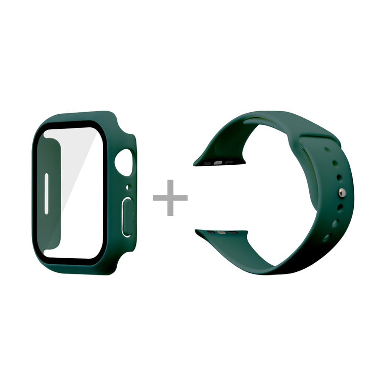 Apple Watch Series 7 45mm Silikone Rem med Cover og Hærdet Glas - Grøn#serie_18