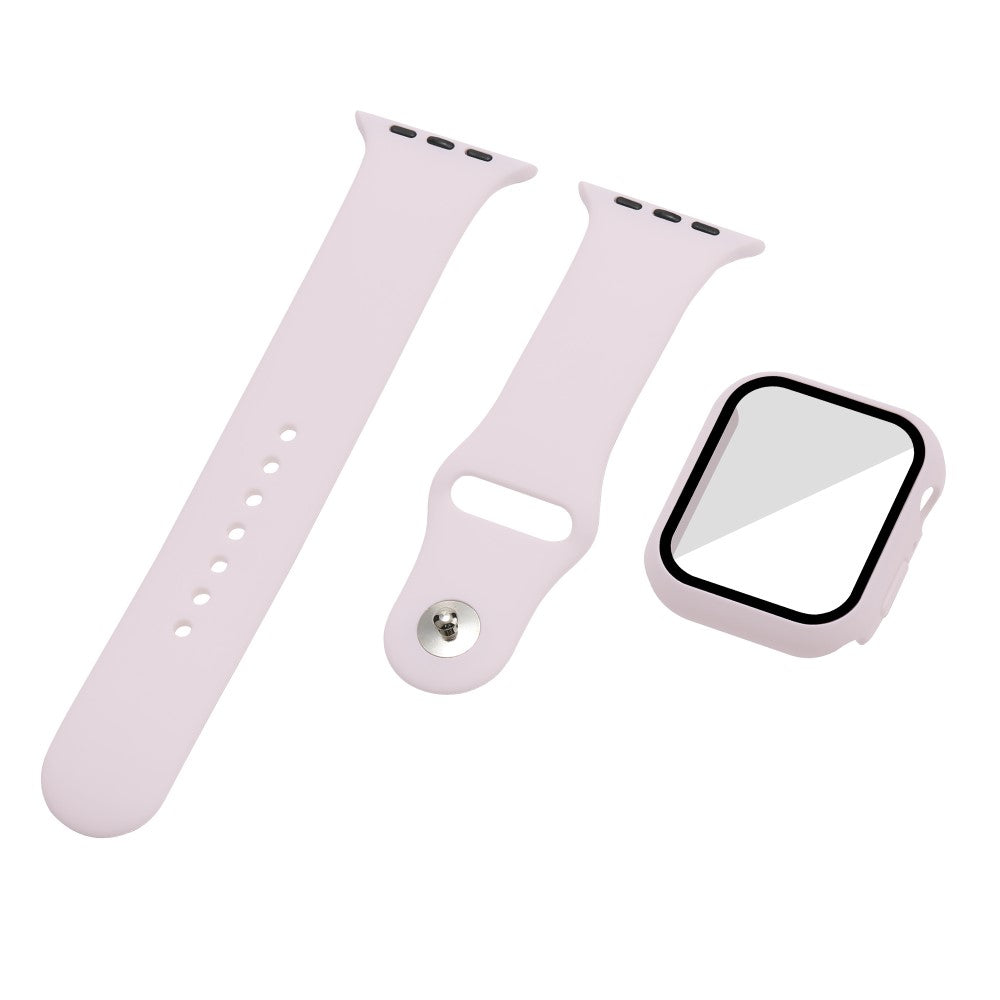 Apple Watch Series 7 45mm Silikone Rem med Cover og Hærdet Glas - Lilla#serie_19