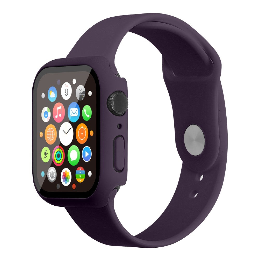 Apple Watch Series 7 45mm Silikone Rem med Cover og Hærdet Glas - Lilla#serie_21