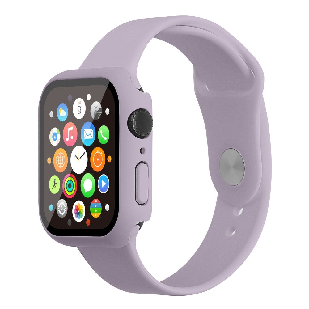 Apple Watch Series 7 45mm Silikone Rem med Cover og Hærdet Glas - Lilla#serie_22