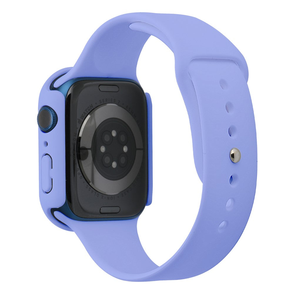 Apple Watch Series 7 45mm Silikone Rem med Cover og Hærdet Glas - Lilla#serie_23