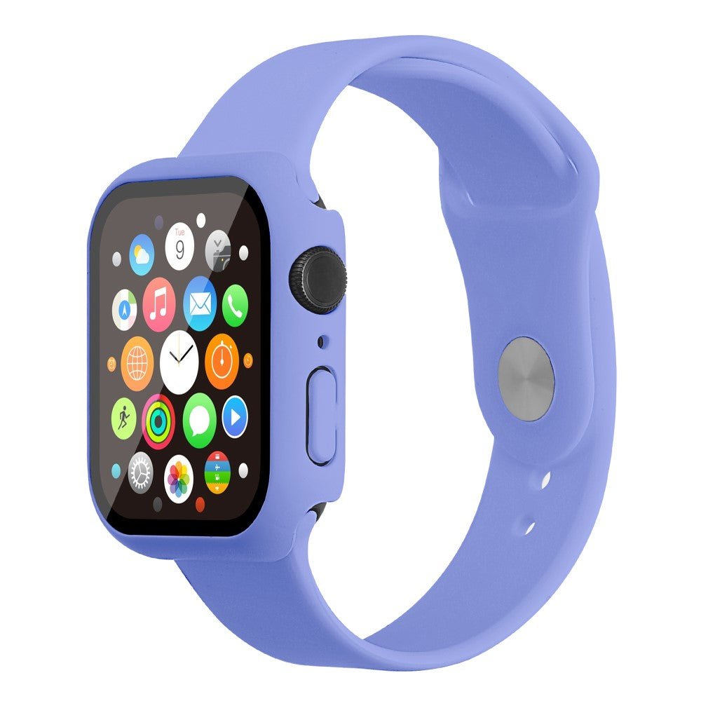 Apple Watch Series 7 45mm Silikone Rem med Cover og Hærdet Glas - Lilla#serie_23