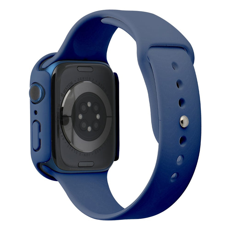 Apple Watch Series 7 45mm Silikone Rem med Cover og Hærdet Glas - Blå#serie_24