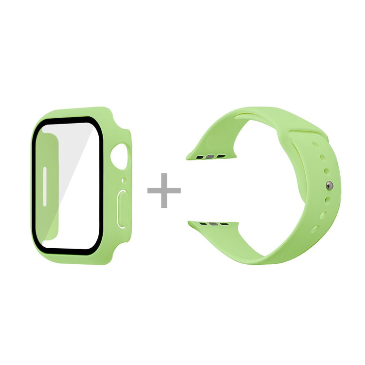 Apple Watch Series 7 45mm Silikone Rem med Cover og Hærdet Glas - Grøn#serie_25