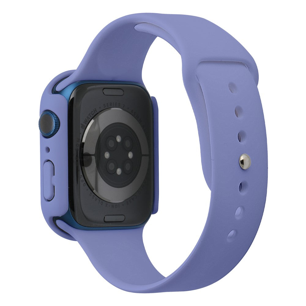 Apple Watch Series 7 45mm Silikone Rem med Cover og Hærdet Glas - Lilla#serie_9