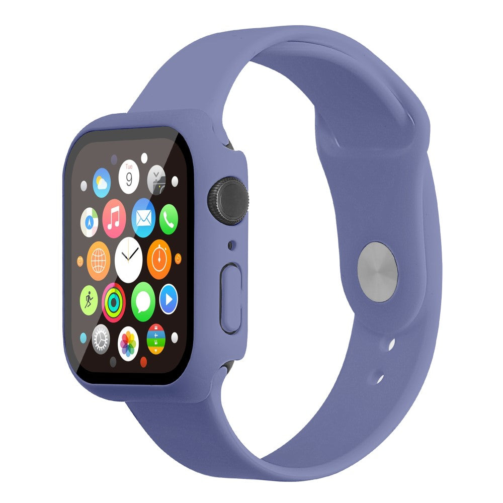 Apple Watch Series 7 45mm Silikone Rem med Cover og Hærdet Glas - Lilla#serie_9