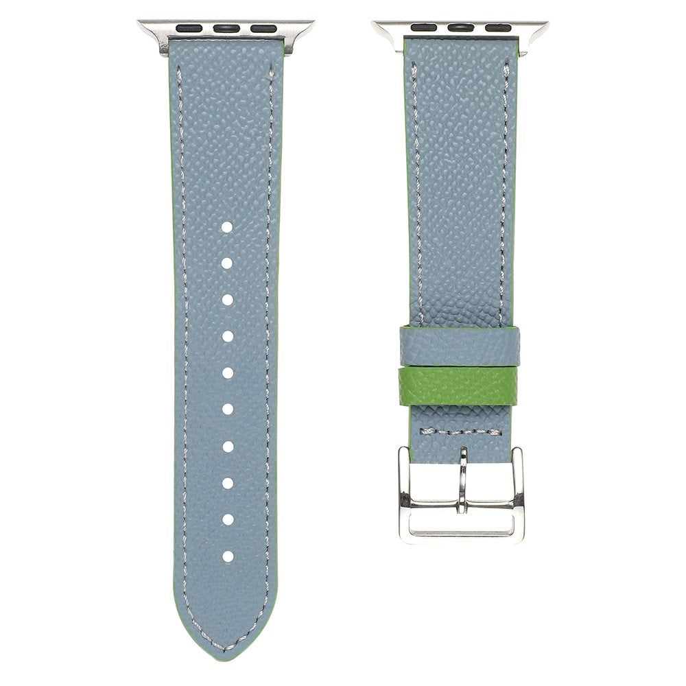 Meget pænt Apple Watch Series 7 45mm Ægte læder Rem - Blå#serie_7