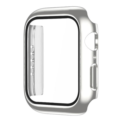 Fint Apple Watch Series 7 45mm Cover med Skærmbeskytter i Plastik og Hærdet Glas - Sølv#serie_2