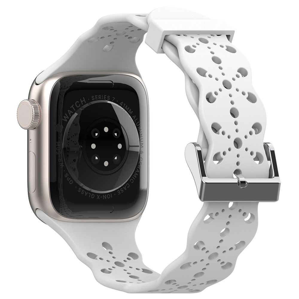 Super fantastisk Apple Watch Series 7 45mm Silikone Rem - Hvid#serie_3