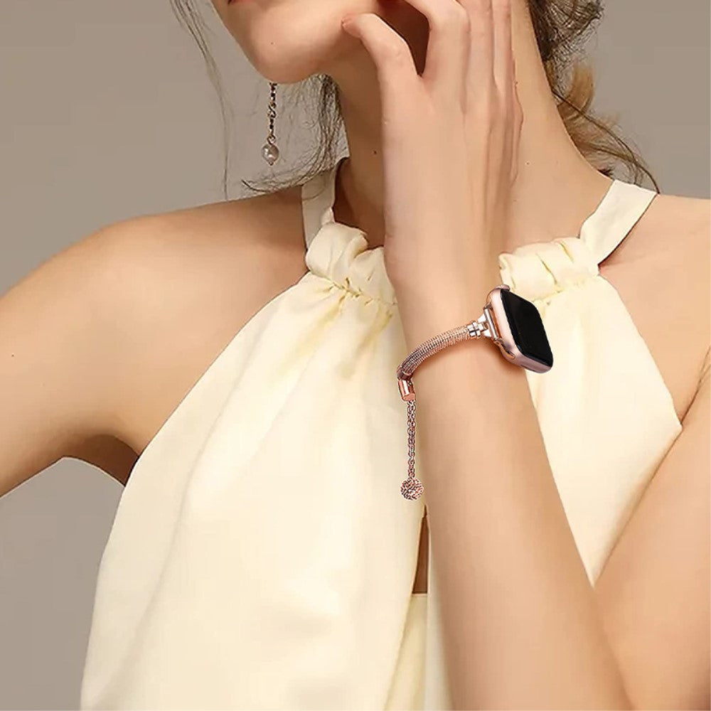 Yndigt Apple Watch Series 7 45mm Metal og  Rhinsten Urrem - Pink#serie_1