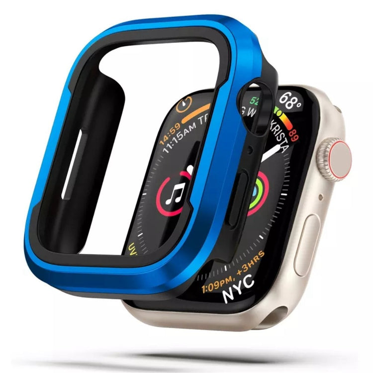 Apple Watch Series 7 45mm  Metal og Silikone Bumper  - Blå#serie_1