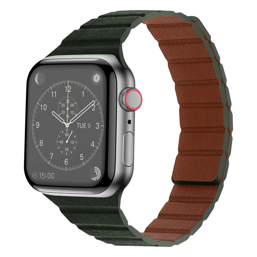 Pænt Universal Apple Ægte læder Urrem - Grøn#serie_3