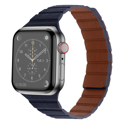 Pænt Universal Apple Ægte læder Urrem - Blå#serie_4