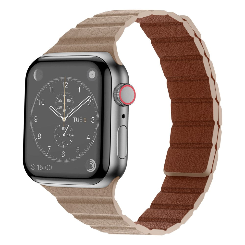 Pænt Universal Apple Ægte læder Urrem - Beige#serie_9