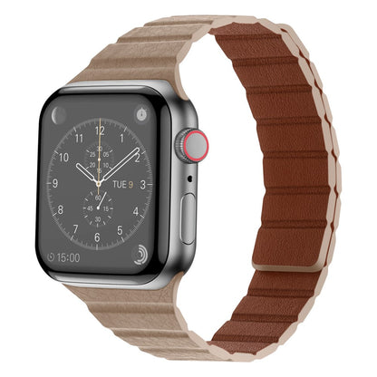 Pænt Universal Apple Ægte læder Urrem - Beige#serie_9