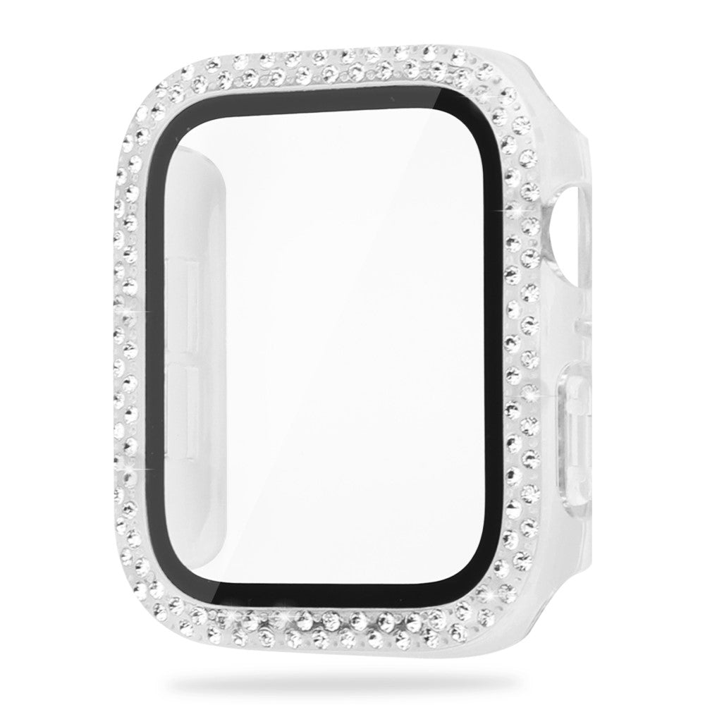 Godt Apple Watch Series 8 (41mm) / Apple Watch Series 7 41mm Cover med Skærmbeskytter i Plastik, Rhinsten og Hærdet Glas - Gennemsigtig#serie_3