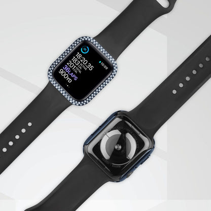 Godt Apple Watch Series 8 (41mm) / Apple Watch Series 7 41mm Cover med Skærmbeskytter i Plastik, Rhinsten og Hærdet Glas - Blå#serie_8