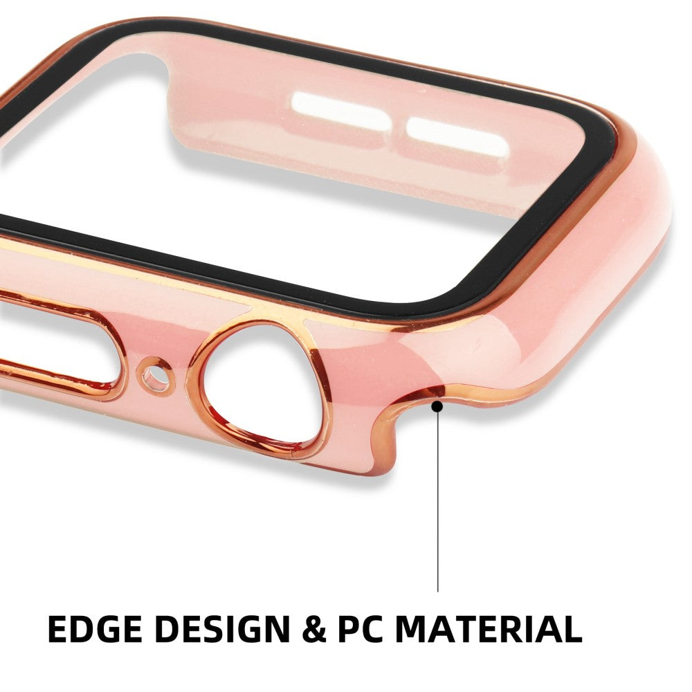 Apple Watch Series 8 (41mm) / Apple Watch Series 7 41mm Plastik Cover med Cover og Hærdet Glas - Pink#serie_5