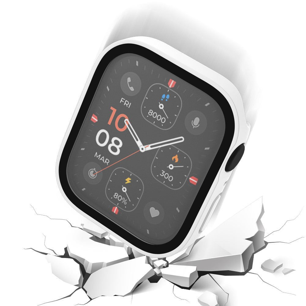 Mega Flot Apple Watch Series 8 (41mm) / Apple Watch Series 7 41mm Cover med Skærmbeskytter i Plastik og Hærdet Glas - Hvid#serie_2