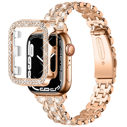 Superflot Apple Watch Series 7 45mm Metal og Rhinsten Rem - Pink#serie_4