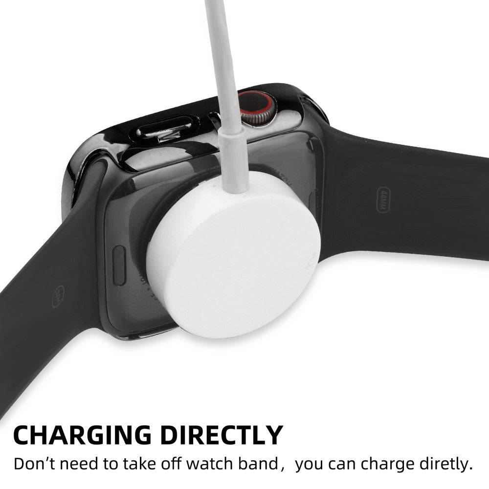 Super Fint Apple Watch Series 8 (45mm) / Apple Watch Series 7 45mm Cover med Skærmbeskytter i Plastik, Rhinsten og Hærdet Glas - Sort#serie_1