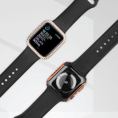 Super Fint Apple Watch Series 8 (45mm) / Apple Watch Series 7 45mm Cover med Skærmbeskytter i Plastik, Rhinsten og Hærdet Glas - Pink#serie_6