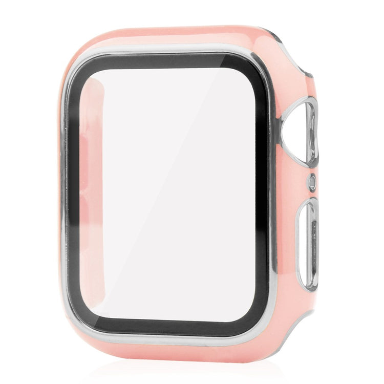 Meget Fint Apple Watch Series 8 (45mm) / Apple Watch Series 7 45mm Cover med Skærmbeskytter i Plastik og Hærdet Glas - Pink#serie_6