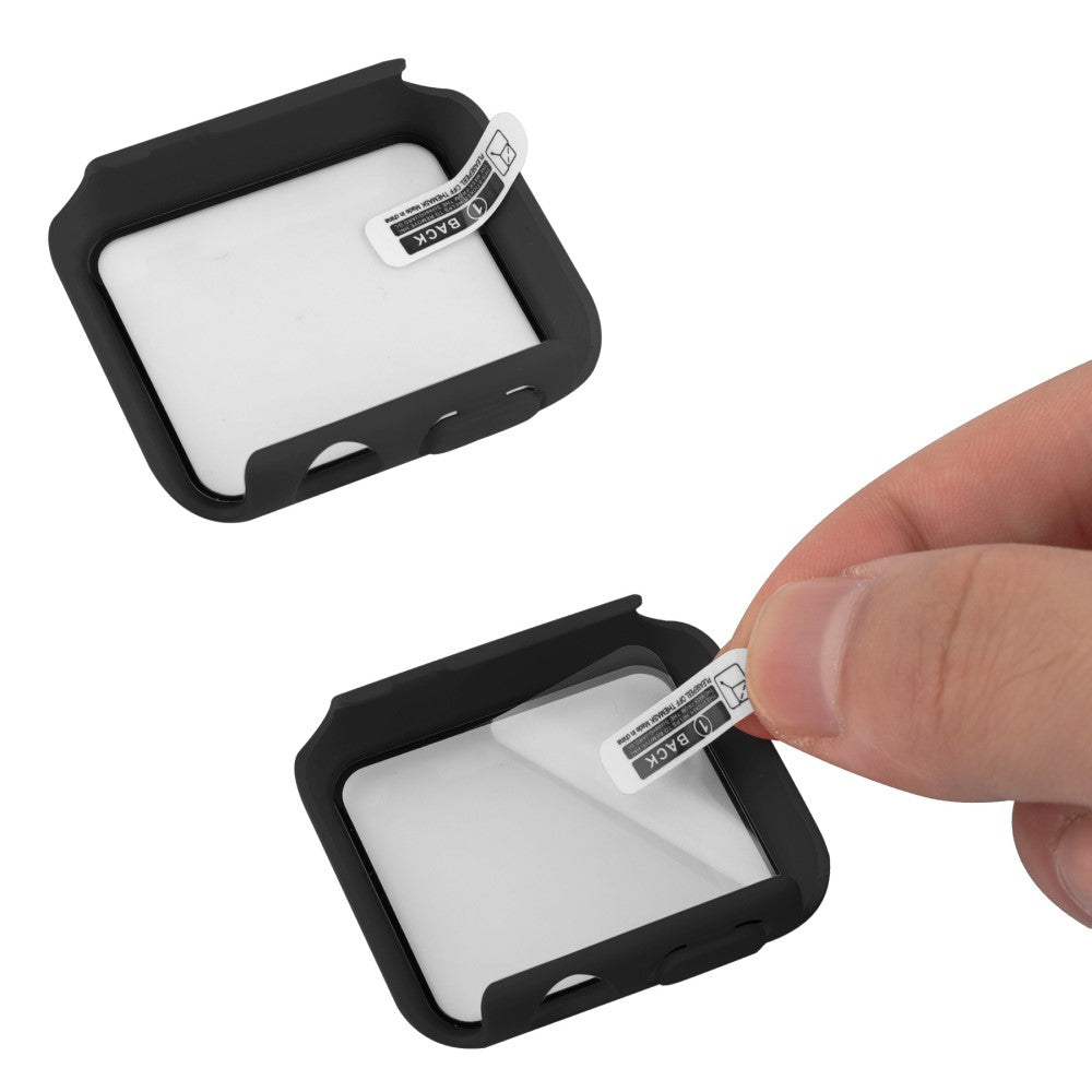 Apple Watch Series 8 (45mm) / Apple Watch Series 7 45mm Plastik Rem med Cover og Hærdet Glas - Sort#serie_1