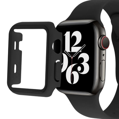 Apple Watch Series 8 (45mm) / Apple Watch Series 7 45mm Plastik Rem med Cover og Hærdet Glas - Sort#serie_1