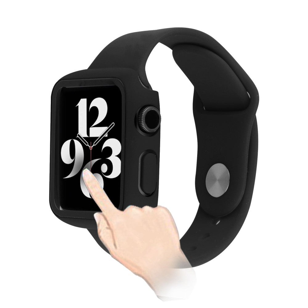Apple Watch Series 8 (45mm) / Apple Watch Series 7 45mm Plastik Rem med Cover og Hærdet Glas - Sort#serie_1