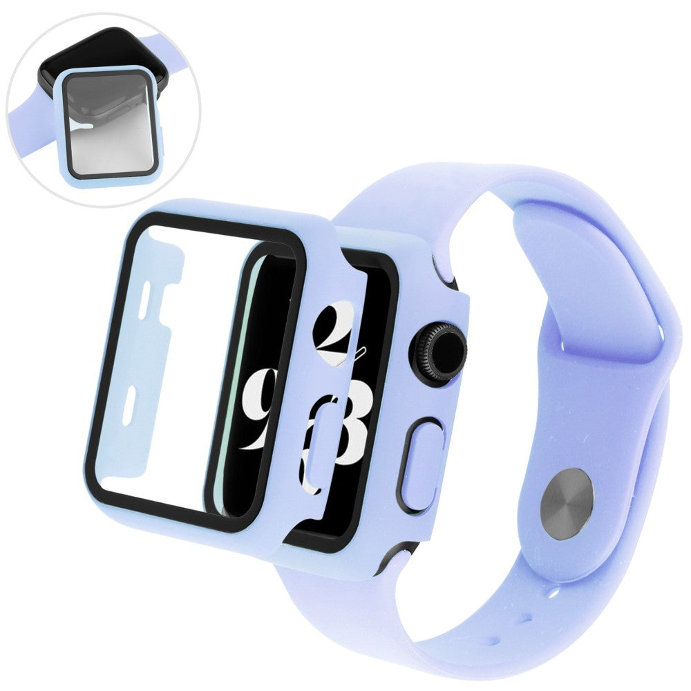 Apple Watch Series 8 (45mm) / Apple Watch Series 7 45mm Plastik Rem med Cover og Hærdet Glas - Lilla#serie_10