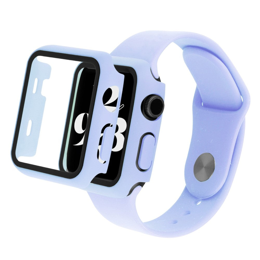 Apple Watch Series 8 (45mm) / Apple Watch Series 7 45mm Plastik Rem med Cover og Hærdet Glas - Lilla#serie_10