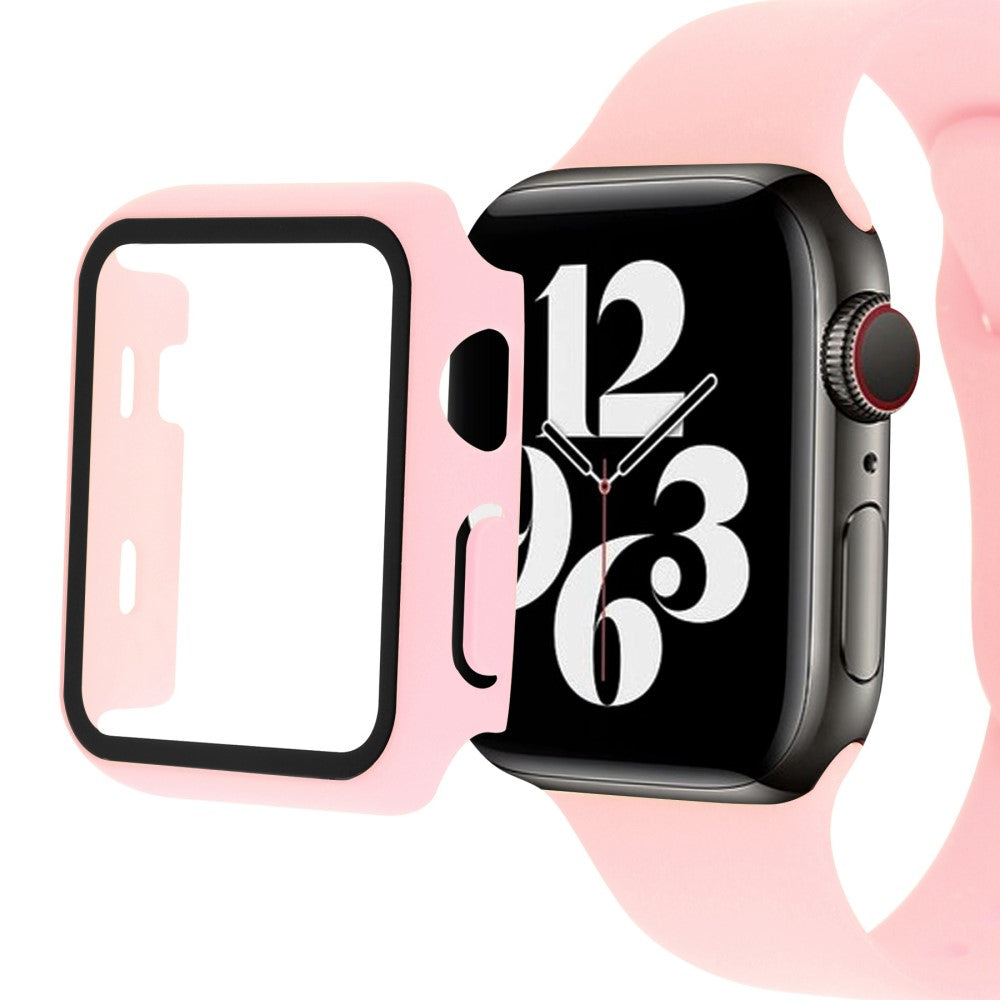 Apple Watch Series 8 (45mm) / Apple Watch Series 7 45mm Plastik Rem med Cover og Hærdet Glas - Pink#serie_11