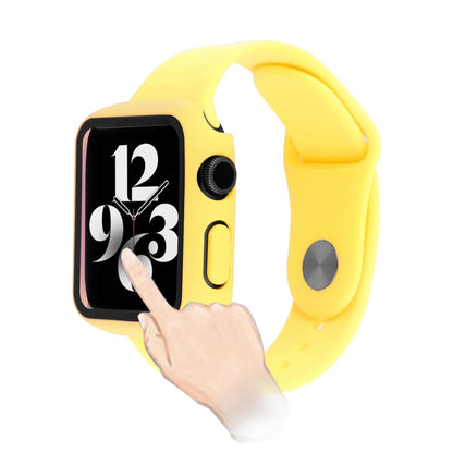 Apple Watch Series 8 (45mm) / Apple Watch Series 7 45mm Plastik Rem med Cover og Hærdet Glas - Gul#serie_12