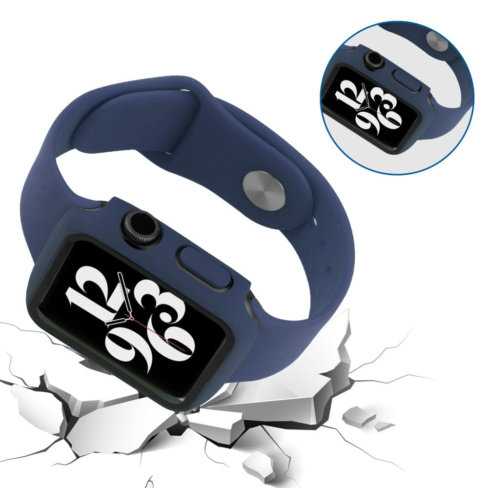 Apple Watch Series 8 (45mm) / Apple Watch Series 7 45mm Plastik Rem med Cover og Hærdet Glas - Blå#serie_13