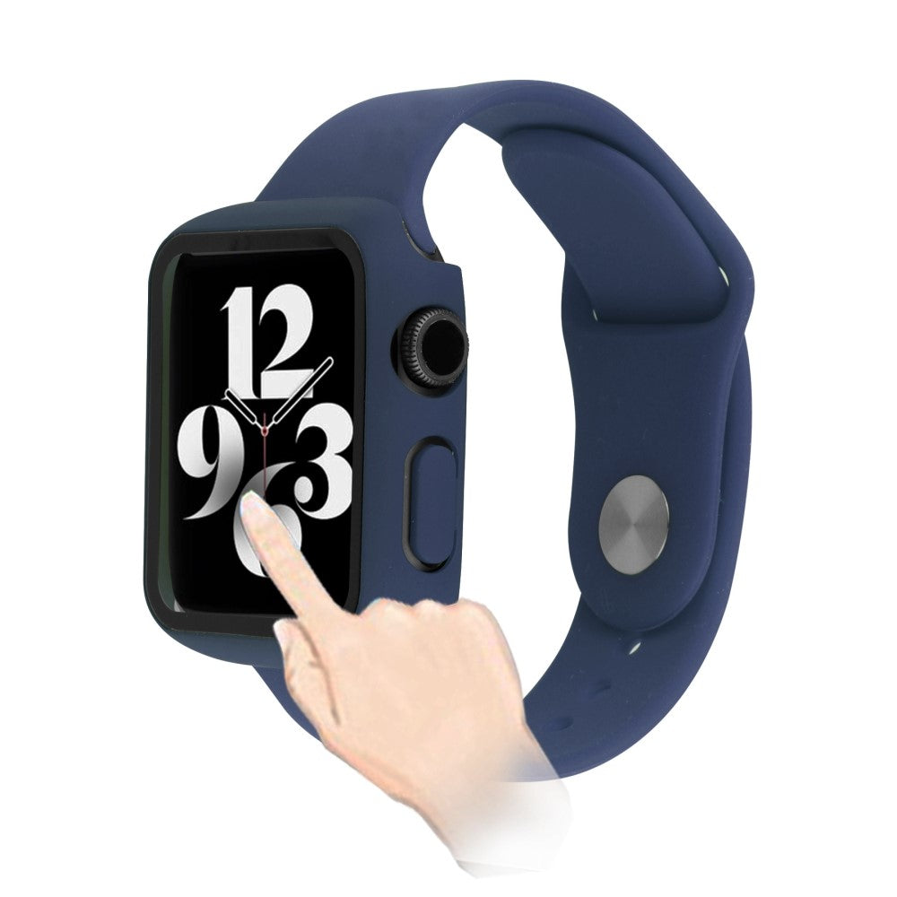 Apple Watch Series 8 (45mm) / Apple Watch Series 7 45mm Plastik Rem med Cover og Hærdet Glas - Blå#serie_13