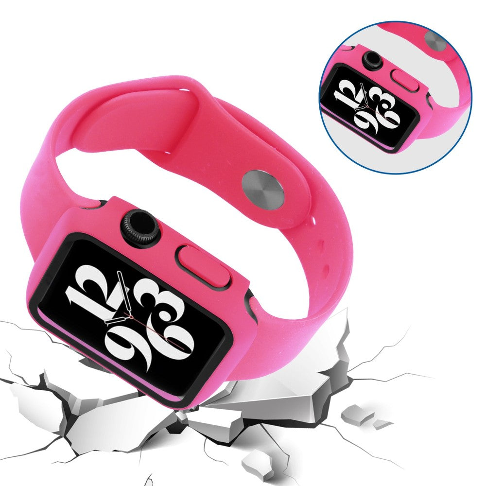 Apple Watch Series 8 (45mm) / Apple Watch Series 7 45mm Plastik Rem med Cover og Hærdet Glas - Pink#serie_14