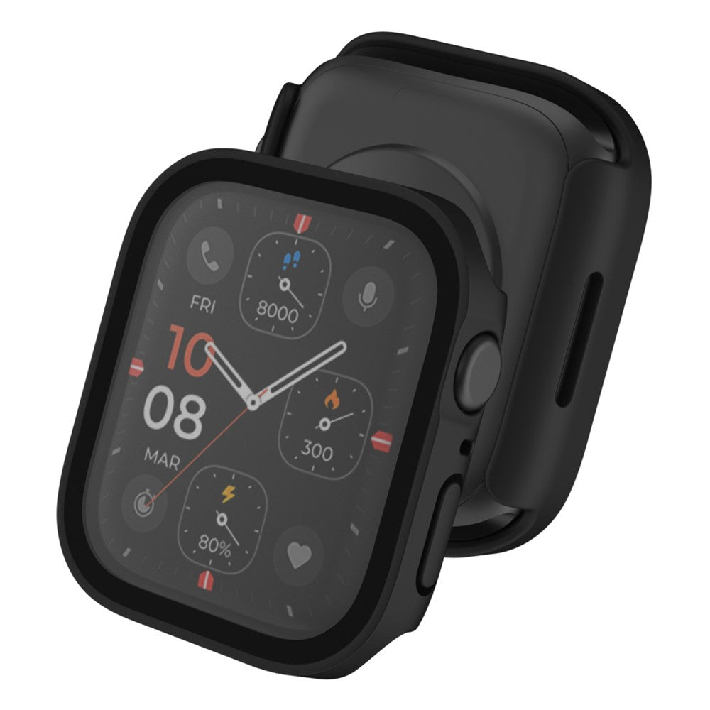 Mega Fed Apple Watch Series 8 (45mm) / Apple Watch Series 7 45mm Cover med Skærmbeskytter i Plastik og Hærdet Glas - Sort#serie_1