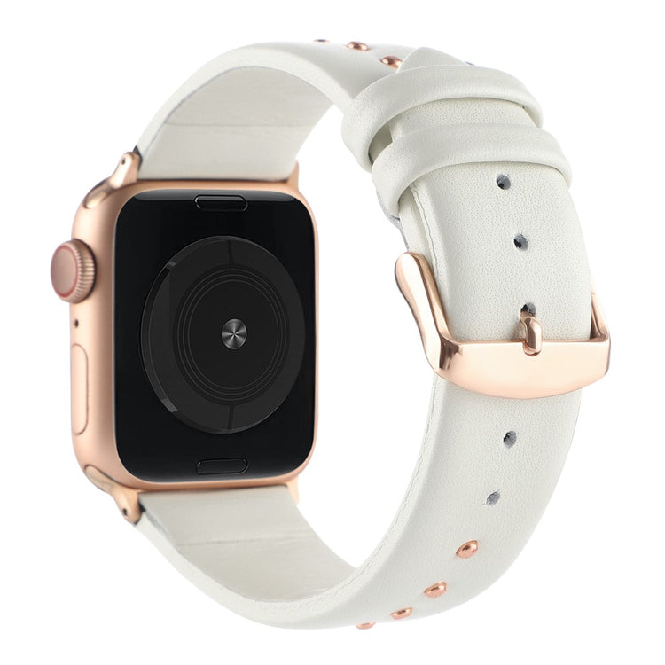 Super Sejt Ægte Læder Universal Rem passer til Apple Smartwatch - Hvid#serie_4