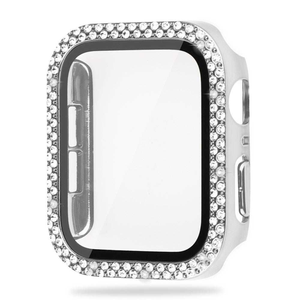 Mega Fint Universal Apple Cover med Skærmbeskytter i Plastik, Rhinsten og Hærdet Glas - Sølv#serie_2