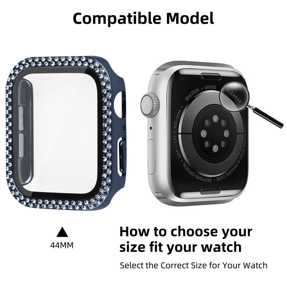 Mega Fint Universal Apple Cover med Skærmbeskytter i Plastik, Rhinsten og Hærdet Glas - Blå#serie_8