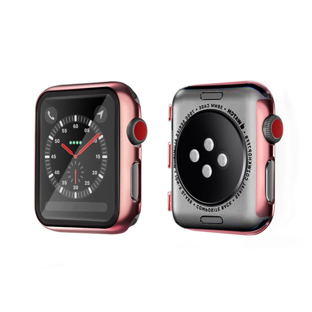 Alle Tiders Apple Watch Series 1-3 42mm Cover med Skærmbeskytter i Hærdet Glas - Pink#serie_6